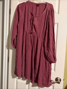 Torrid size 1 Mauve Peasant Tunic Dress with Tassel Tie